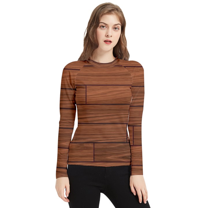 Seamless Wooden Planks Brown Wooden Background Women s Long Sleeve Rash Guard