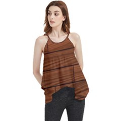 Seamless Wooden Planks Brown Wooden Background Flowy Camisole Tank Top by kyorashop23