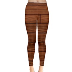 Seamless Wooden Planks Brown Wooden Background Inside Out Leggings