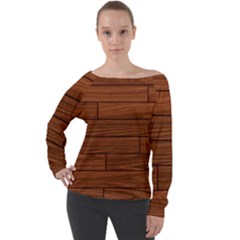 Seamless Wooden Planks Brown Wooden Background Off Shoulder Long Sleeve Velour Top by kyorashop23