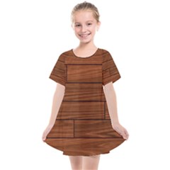 Seamless Wooden Planks Brown Wooden Background Kids  Smock Dress by kyorashop23