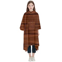 Seamless Wooden Planks Brown Wooden Background Kids  Hooded Rain Ponchos by kyorashop23