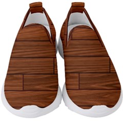 Seamless Wooden Planks Brown Wooden Background Kids  Slip On Sneakers by kyorashop23