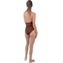 Seamless Wooden Planks Brown Wooden Background Plunge Cut Halter Swimsuit View2