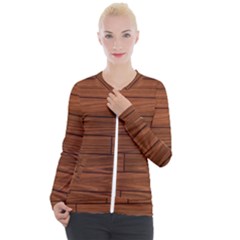 Seamless Wooden Planks Brown Wooden Background Casual Zip Up Jacket by kyorashop23