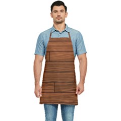 Seamless Wooden Planks Brown Wooden Background Kitchen Apron by kyorashop23