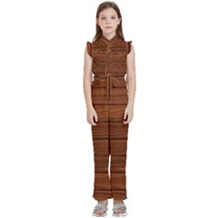 Seamless Wooden Planks Brown Wooden Background Kids  Sleeveless Ruffle Edge Band Collar Chiffon One Piece by kyorashop23