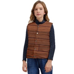 Seamless Wooden Planks Brown Wooden Background Kid s Button Up Puffer Vest	