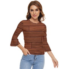 Seamless Wooden Planks Brown Wooden Background Bell Sleeve Top