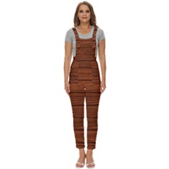 Seamless Wooden Planks Brown Wooden Background Women s Pinafore Overalls Jumpsuit by kyorashop23