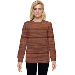 Seamless Wooden Planks Brown Wooden Background Hidden Pocket Sweatshirt