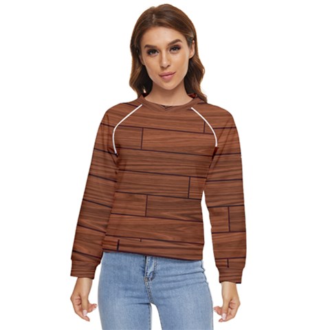 Seamless Wooden Planks Brown Wooden Background Women s Long Sleeve Raglan T-shirt by kyorashop23