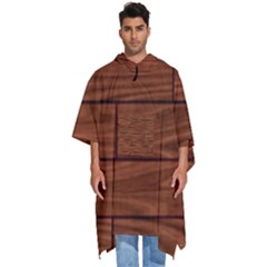 Seamless Wooden Planks Brown Wooden Background Men s Hooded Rain Ponchos