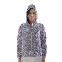 Silver Glitter Texture, Light Creative Background Women s Hooded Windbreaker