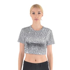 Silver Glitter Texture, Light Creative Background Cotton Crop Top by kyorashop23