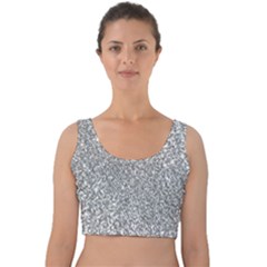 Silver Glitter Texture, Light Creative Background Velvet Crop Top