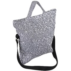 Silver Glitter Texture, Light Creative Background Fold Over Handle Tote Bag by kyorashop23