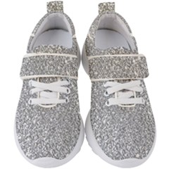 Silver Glitter Texture, Light Creative Background Kids  Velcro Strap Shoes by kyorashop23