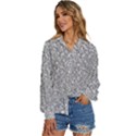 Silver Glitter Texture, Light Creative Background Women s Long Sleeve Button Up Shirt View2