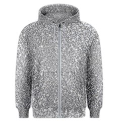 Silver Glitter Texture, Light Creative Background Men s Zipper Hoodie