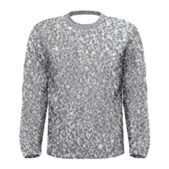 Silver Glitter Texture, Light Creative Background Men s Long Sleeve T-shirt