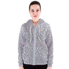 Silver Glitter Texture, Light Creative Background Women s Zipper Hoodie