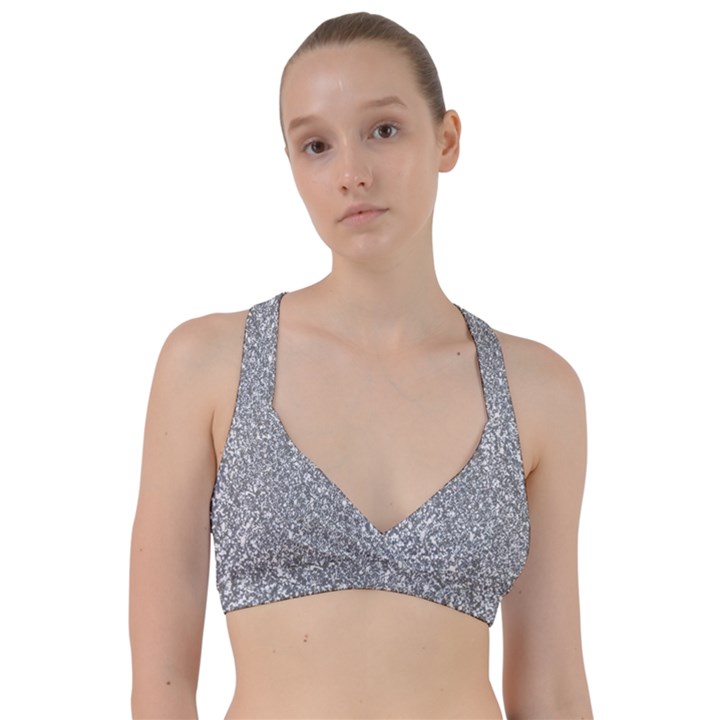 Silver Glitter Texture, Light Creative Background Sweetheart Sports Bra