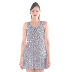 Silver Glitter Texture, Light Creative Background Scoop Neck Skater Dress by kyorashop23