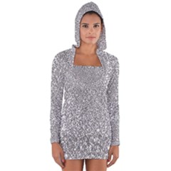 Silver Glitter Texture, Light Creative Background Long Sleeve Hooded T-shirt by kyorashop23