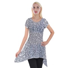 Silver Glitter Texture, Light Creative Background Short Sleeve Side Drop Tunic by kyorashop23