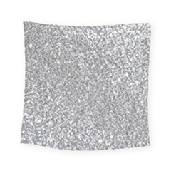 Silver Glitter Texture, Light Creative Background Square Tapestry (small)