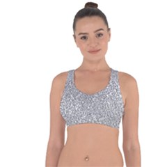 Silver Glitter Texture, Light Creative Background Cross String Back Sports Bra by kyorashop23