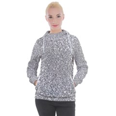 Silver Glitter Texture, Light Creative Background Women s Hooded Pullover