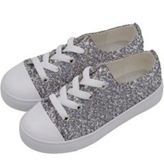 Silver Glitter Texture, Light Creative Background Kids  Low Top Canvas Sneakers by kyorashop23