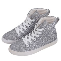 Silver Glitter Texture, Light Creative Background Women s Hi-top Skate Sneakers by kyorashop23