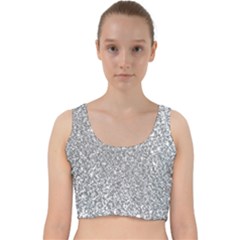 Silver Glitter Texture, Light Creative Background Velvet Racer Back Crop Top by kyorashop23