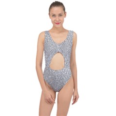 Silver Glitter Texture, Light Creative Background Center Cut Out Swimsuit