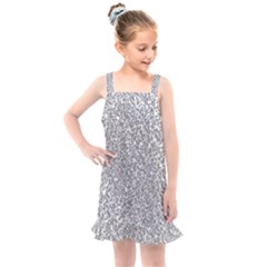 Silver Glitter Texture, Light Creative Background Kids  Overall Dress by kyorashop23