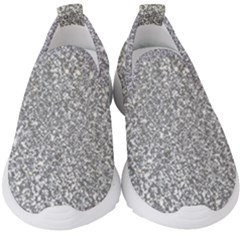 Silver Glitter Texture, Light Creative Background Kids  Slip On Sneakers by kyorashop23