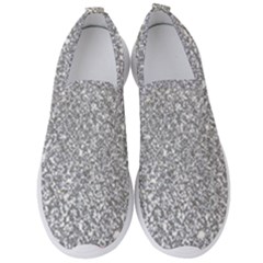 Silver Glitter Texture, Light Creative Background Men s Slip On Sneakers by kyorashop23