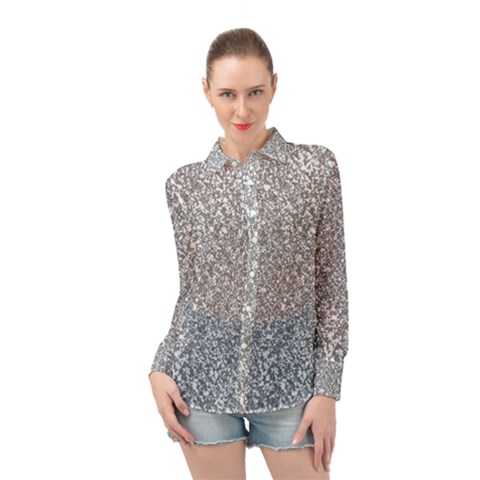 Silver Glitter Texture, Light Creative Background Long Sleeve Chiffon Shirt by kyorashop23