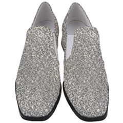 Silver Glitter Texture, Light Creative Background Women Slip On Heel Loafers by kyorashop23