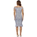 Silver Glitter Texture, Light Creative Background Off Shoulder Ruffle Split Hem Bodycon Dress View4