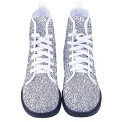 Silver Glitter Texture, Light Creative Background Men s High-top Canvas Sneakers by kyorashop23