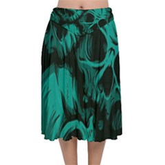 Skulls Velvet Flared Midi Skirt