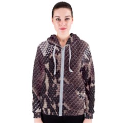 Snake Skin, Reptile Skin, Snake Skin Textures, Brown Snake Women s Zipper Hoodie by kyorashop23