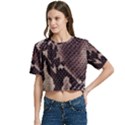 Snake Skin, Reptile Skin, Snake Skin Textures, Brown Snake Women s Round Neck Short Sleeve Crop Top View2