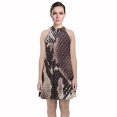 Snake Skin, Reptile Skin, Snake Skin Textures, Brown Snake Velvet Halter Neckline Dress 