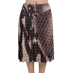 Snake Skin, Reptile Skin, Snake Skin Textures, Brown Snake Velvet Flared Midi Skirt