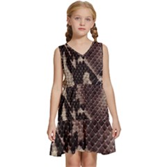 Snake Skin, Reptile Skin, Snake Skin Textures, Brown Snake Kids  Sleeveless Tiered Mini Dress